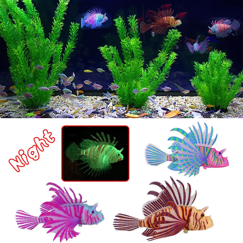 Аквариум Искусственный светящийся Lionfish стиль силиконовые рыбы плавающий Декор