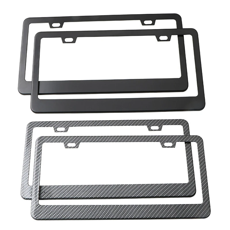 2 PCS Slim Bottom License Plate Frames Matte Coated Wont Block Letters