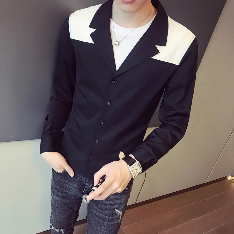 Мужская рубашка Kemeja Pria Camisa Masculina, Корейская мужская одежда, осенняя Роскошная Клубная рубашка с длинными рукавами