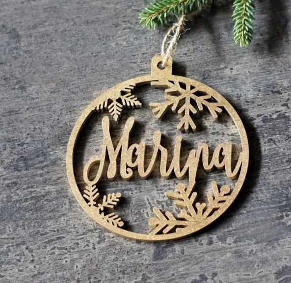 CHRISTMAS snowflakes custom snowflakes wood Christmas baubles personalized ornament laser cut names CHRISTMAS custom gift tags w