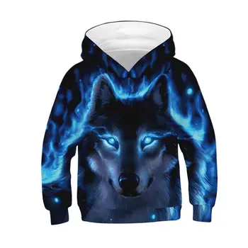 

Kids Hoodies for Girls Boys Sweatshirt Casual Wolf Print 3D Hoodies Kids Clothes Thin Spring Autumn Tops Funny Hooded Coat 5-14Y