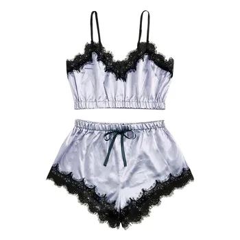 

DUOBLA pijamas women sleepwear sexy lingerie set pajama silk lace shorts women loungewear nightwear summer homewear cute 2020