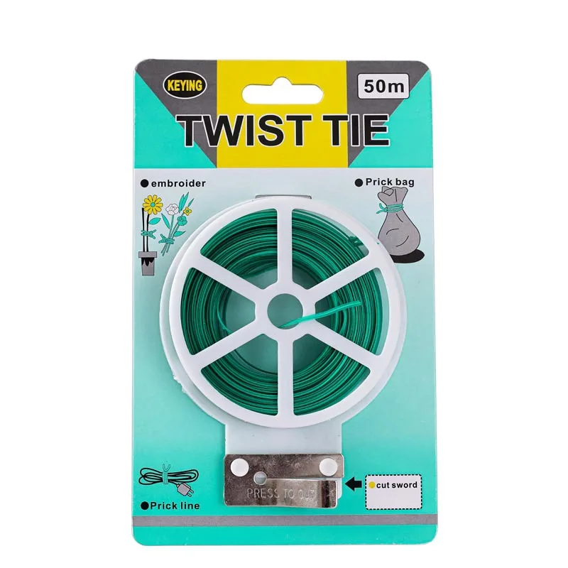 

1 ролик 50 м/100 м, многофункциональная прочная твист-стяжка для садовых растений с резаком/кабелем/проводом с застежкой-молнией