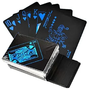

PVC Poker Waterproof Plastic Playing Cards Set Black Color Poker Card Sets Classic Magic Tricks Tool Poker Games