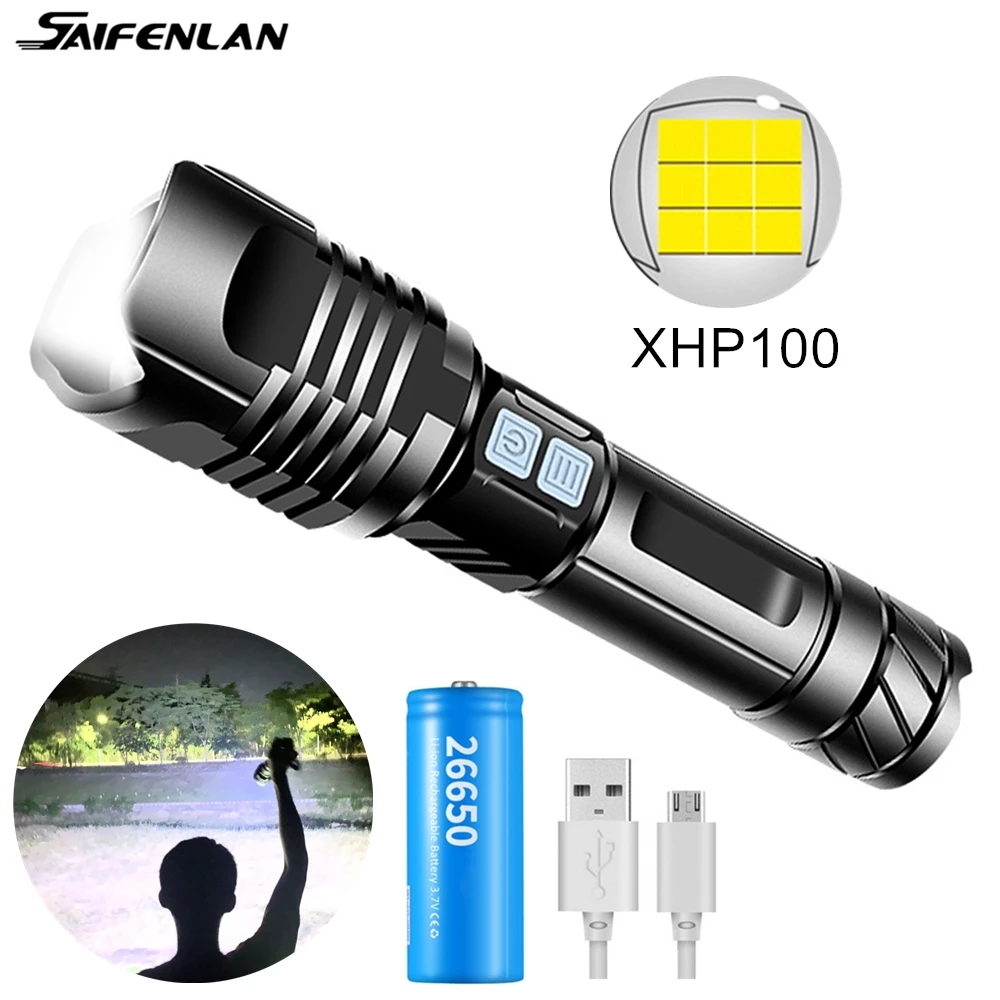 Новинка мощный светодиодный тактический фонарик Xhp100 XHP Xhp90 с Usb зарядкой батареей
