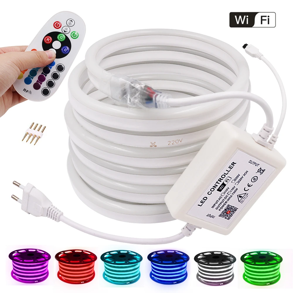 Wifi Bluetooth-совместимый неоновый светодиодный светильник 5050 RGB Waterptoof пульт