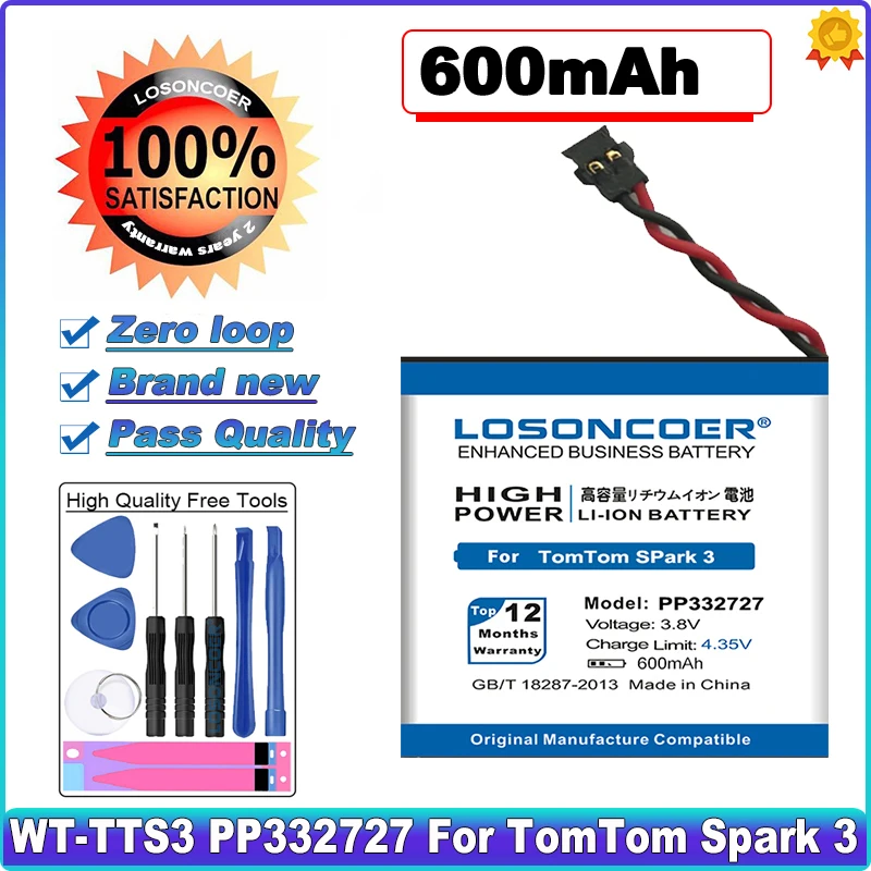 LOSONCOER PP332727 600 мАч WT TTS3 батареи для TomTom Spark 3 Смарт часы Smartwatch Высокая емкость ~ в