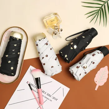 

Hipster Dotted Pocket Rain Or Shine Dual Purpose Vinyl Rain Or Shine Folding Umbrella Flat Half off Parasol Women's Sun-resistan