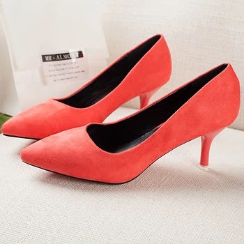 

Ladies Casual Shoes Split Leather High Heel Pumps Women Shoes Sapato Feminino Footwear Size 35-52 Chaussures Femme Ete Nice
