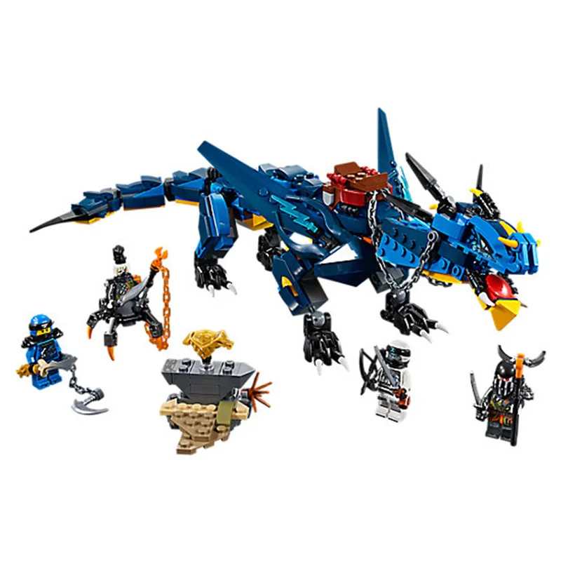 

NINJA Movie Action figures Flying Stormbringer Blue Lightning Dragon legoes compatible Model Building Blocks Bricks toy kid gift