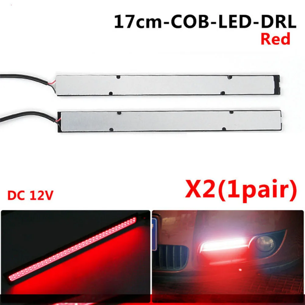 2x17 см COB светодиодный светильник красный водонепроницаемый автомобильный DRL противотуманный светильник дальнего света DC 12 В