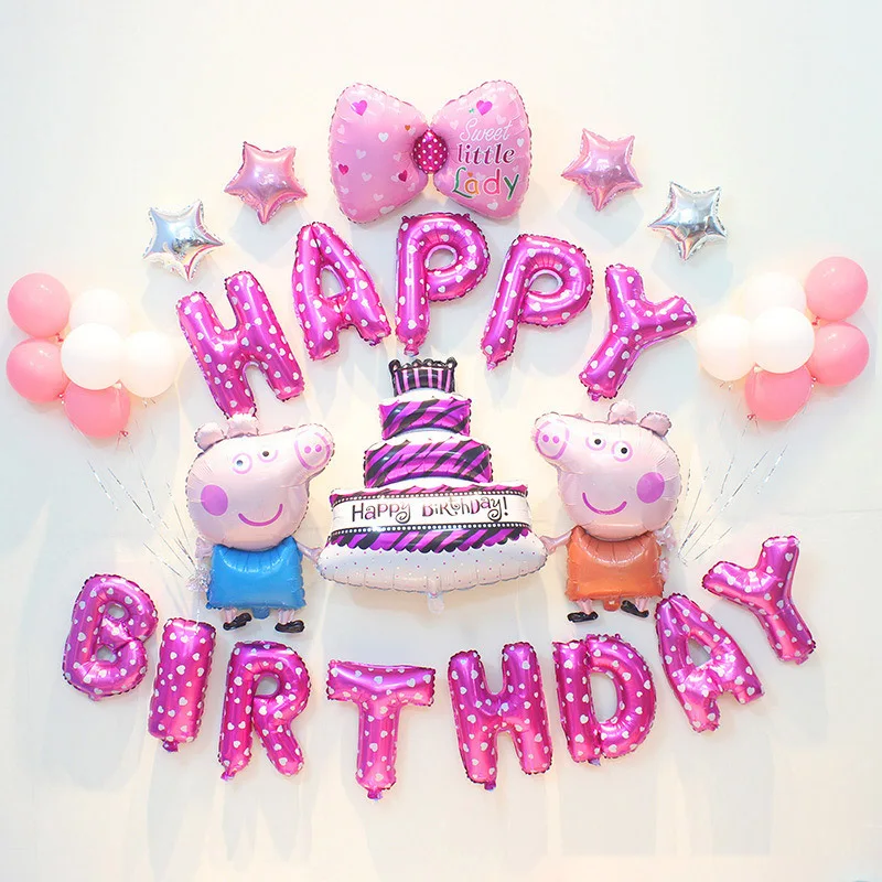 

Peppa Pig Foil Balloons Helium Globos Happy Birthday Party Room Decorations Balloons Anime Peppa pig Toy Kids Birthday Gift