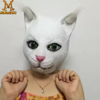 

Molezu Halloween Cute Realistic Cat Latex Mask Adult Full Face Latex Mask Halloween Masquerade Cosplay Party Mask