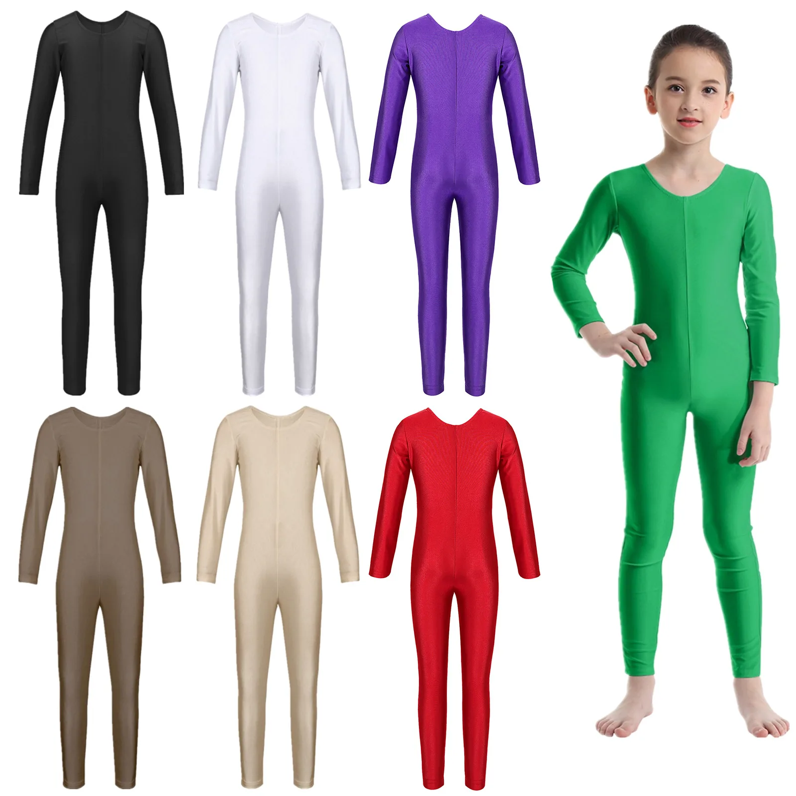 KidsGirlsBalletLeotardsCostumeLongSleeveBalletDanceGymnasticsLeotardJumpsuitUnitard
