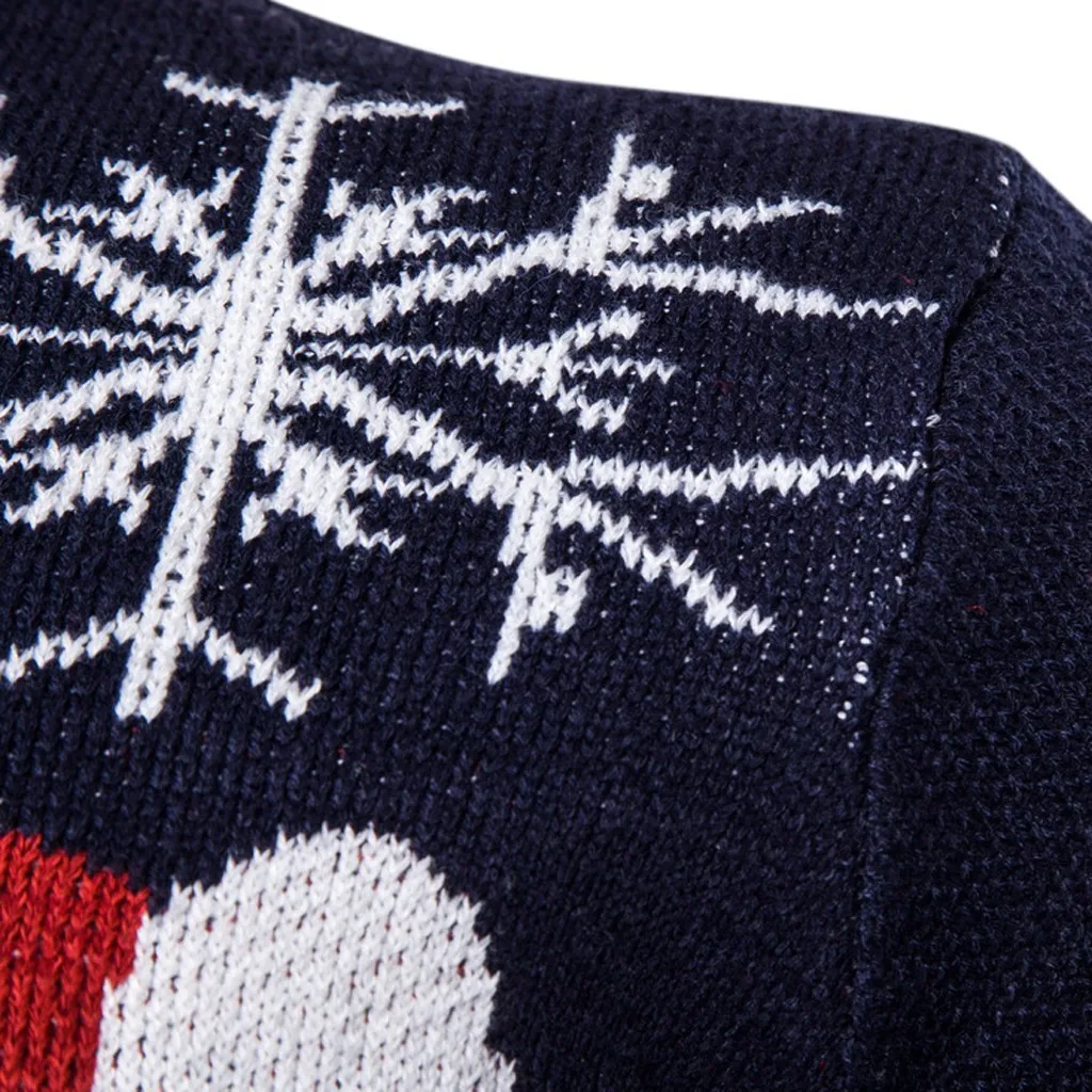 Feitong мужской свитер, Рождественская Повседневная праздничная одежда, осенний зимний свитер с принтом Санта-Клауса, свитер с длинными рукавами и круглым вырезом