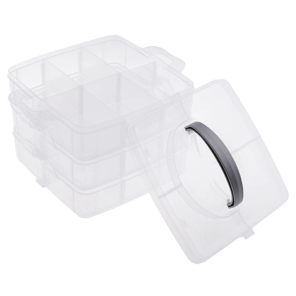 Clear Plastic Craft Beads Jewellery Storage Organizer Tool Box