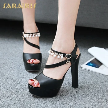 

Sarairis New Arrivals 2020 Big Size 43 Platform Party Shoes Woman Sandals Buckle Strap Metal Decoration Summer Sandals Women