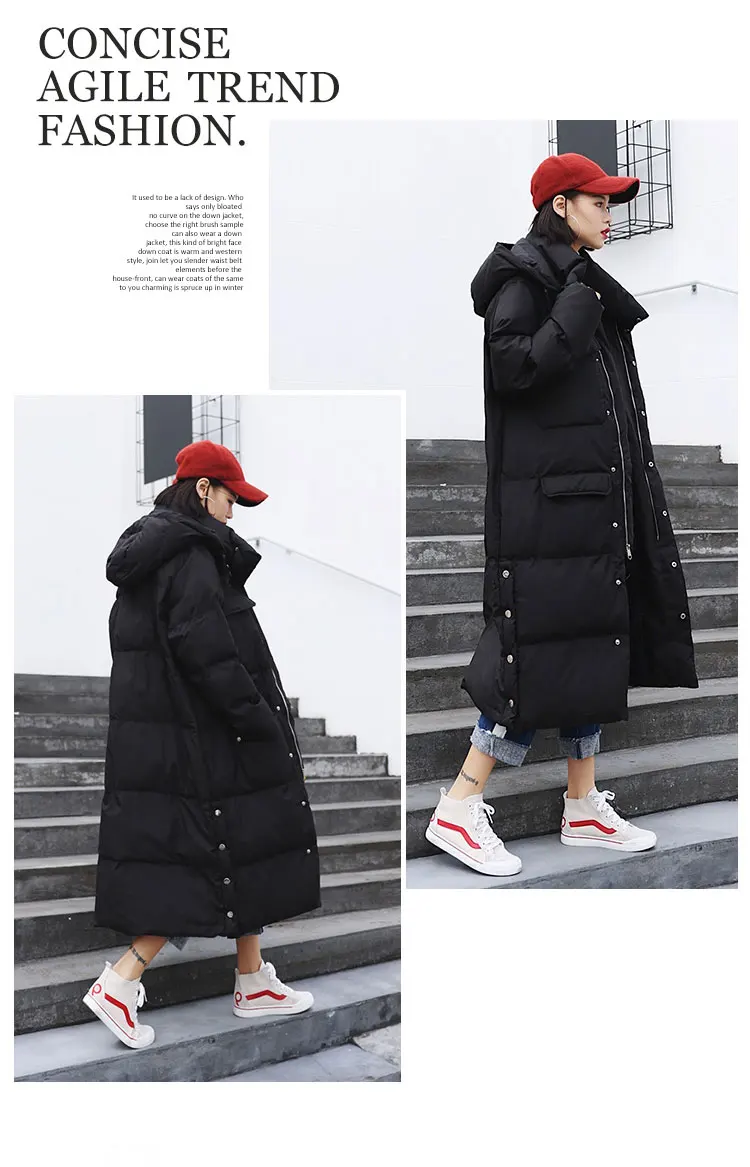 Большие размеры 3XL пуховые хлопковые куртки модная Корейская версия Женское зимнее пальто Длинная утепленная теплая куртка стеганая верхняя одежда парки