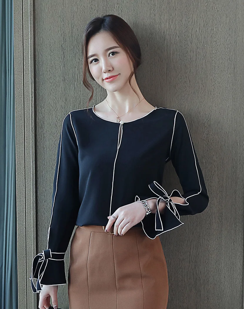Blusas mujer de moda шифоновая летняя блузка женские топы и блузки Повседневная рубашка с длинным рукавом Офисная Женская блузка рубашка Одежда