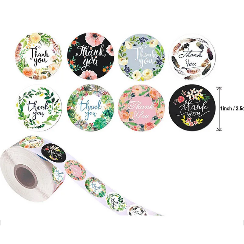 500pcs/roll Thank You Stickers Seal 1inch Paper Labels Decoration Stickers For Handmade Jewelry Wedding Gift Labels Stationery