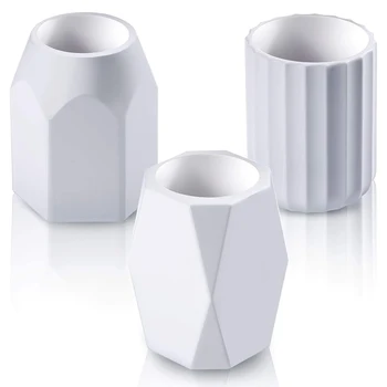 

3 Pieces Silicone Pencil Holder Silicone Pen Cups Geometric Pencil Holder Creative Design Pencil Holder for Office