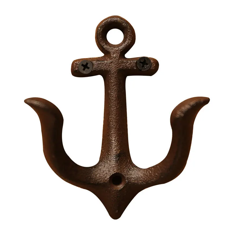 Vintage Rustic Cast Iron Nautical Anchor Design Wall Coat Hooks Rack Decor Wall Mounted Antique