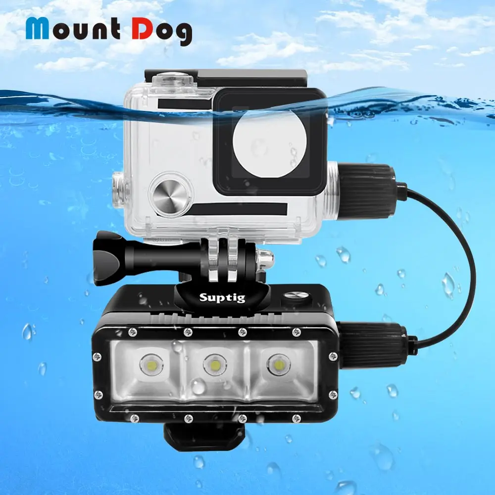 

Go Pro Accessories For Gopro Hero 4/3+/3 Underwater Diving 40m Waterproof Sport Camera Case LED Light Housing Cover Charge Cable