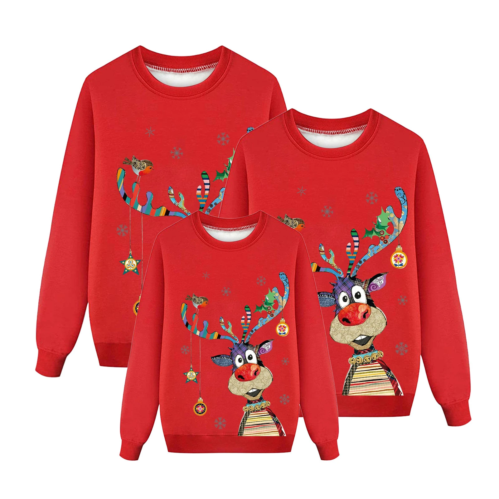Pull De Noel Pour Toute La Famille Pull de noël à manches longues, imprimé de rennes, tenues assorties pour  toute la famille | AliExpress