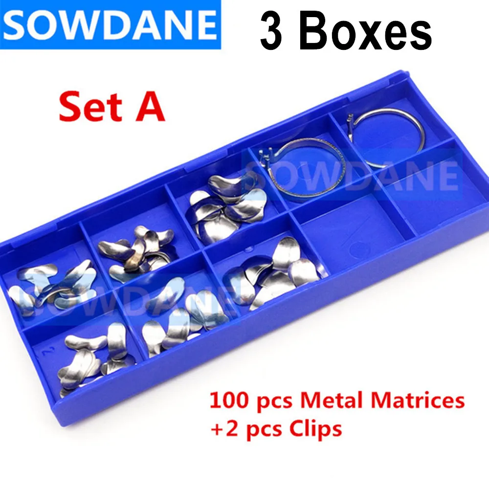 

3 boxes (100pcs/set) Dental Sectional Contoured Matrices Matrix Ring Clip Dental Filling Wedge Wedges Dental Ortho Materials