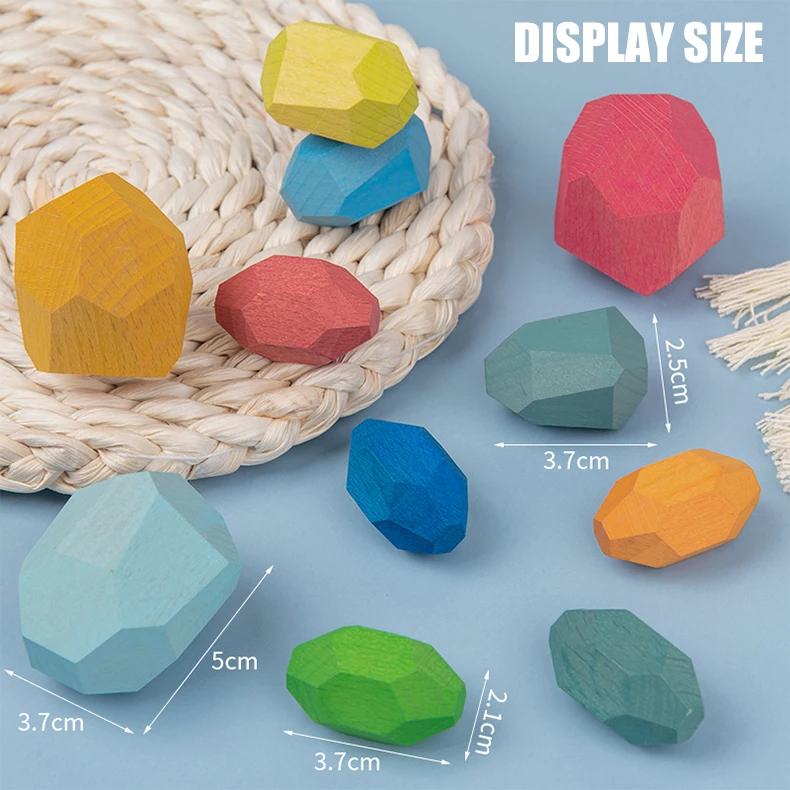Details about   Creative Wooden Building Block Colored Stone Educational Toys Kids Stacking Game 