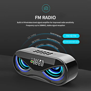 

Bluetooth 5.0 Outdoor Speakers Rechargeable Portable Mini Speaker Subwoofer Owl LED Speaker Support TF Card FM Radio Bass Clock