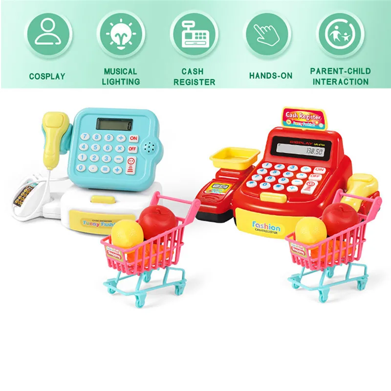 Cash register toy set Kids Pretend Toys Simulation Cash Shopping Cashier Role Play Game Set juguetes #4O21 (7)