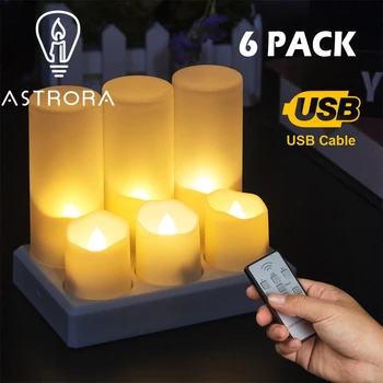 

6 Pack LED Flameless Candles Remote Electric Tea Light Fake Vela Flame Votive Timer Tealight Home Decor Charging or no Charging