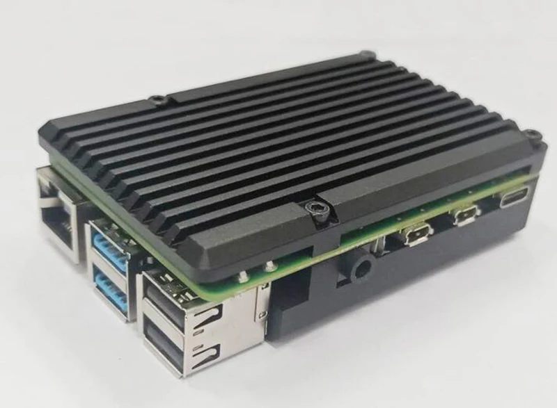 Чехол из алюминиевого сплава для Raspberry Pi 4 модель B Black Armour с двумя охлаждающими вентиляторами