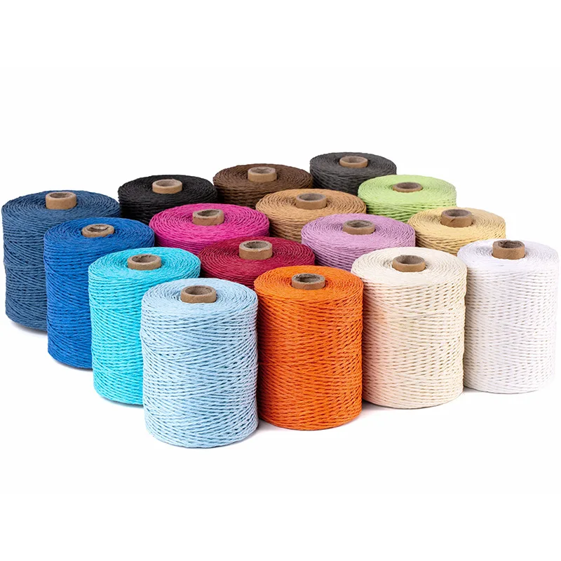 Holaroom Natural Raffia Straw Yarn Eco-friendly Hand Knitting Paper Yarn DIY Hat Bag Weaving Rope Handcraft Crochet Threads 300m