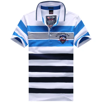 

Royal Ocean Brand Men Clothing Cotton Polo Shirt Men Striped Embroidery Smart Casual Shark Polo Shirts for Male Blue Red Grey