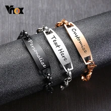 Vnox, мужские, женские,, на заказ, гравировка, ID тег, браслет, браслеты с застежкой из нержавеющей стали, идентификация, унисекс, ювелирные изделия