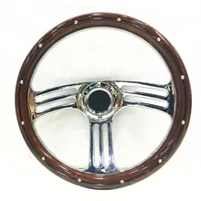Универсальный Классический Руль из натурального красного дерева с заклепками 340 мм, Автомобильный руль с гальваническим покрытием для античного автомобиля