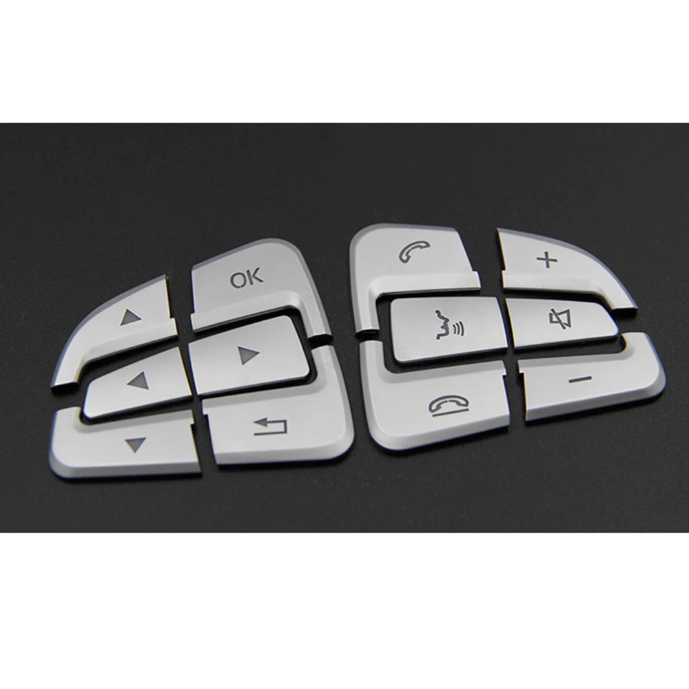 

For Mercedes-Benz GLE W166/Coupe C292 2015-2017 12pcs/set Auto Car Steering Wheel Button Cover Trim ABS Silver