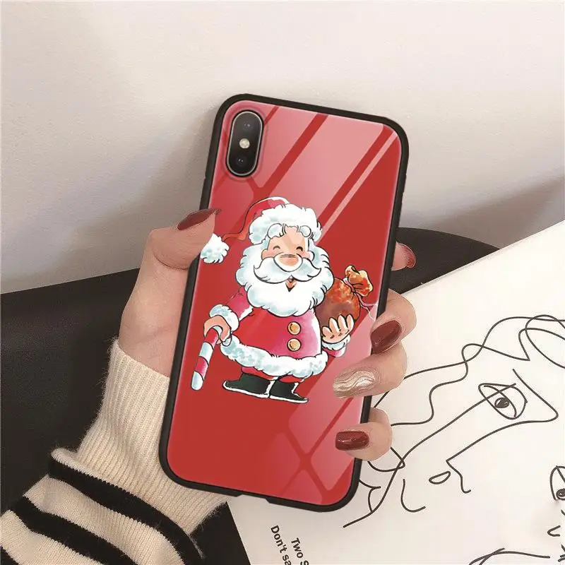 Роскошный чехол из закаленного стекла для iPhone 11 Pro XS MAX XR X Merry Christmas santa claus чехол для iPhone 7Plus 8 7 6 6S Plus Coque - Цвет: sdlrzd