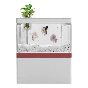 Desktop Creative USB Mini Aquarium Fish Tank WIth Phone Holder With LED Lamp Light Betta