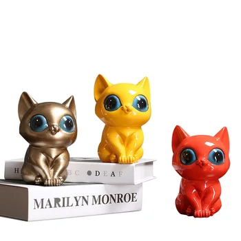 

Nordic Big Eyes Cartoon Cat Miniature Model For Home Decoration Ornament Children Room Bedside Decoration Figurine Birthday Gift