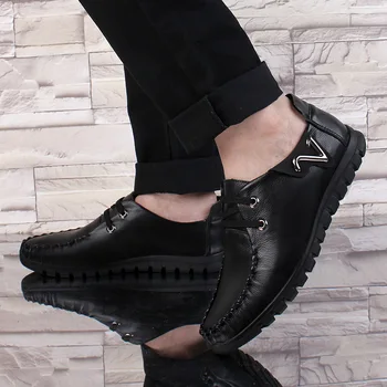 

Handmade men shoes natural leather flats shoes,Soft leather men loafers moccasin ,Plus size casual shoes men