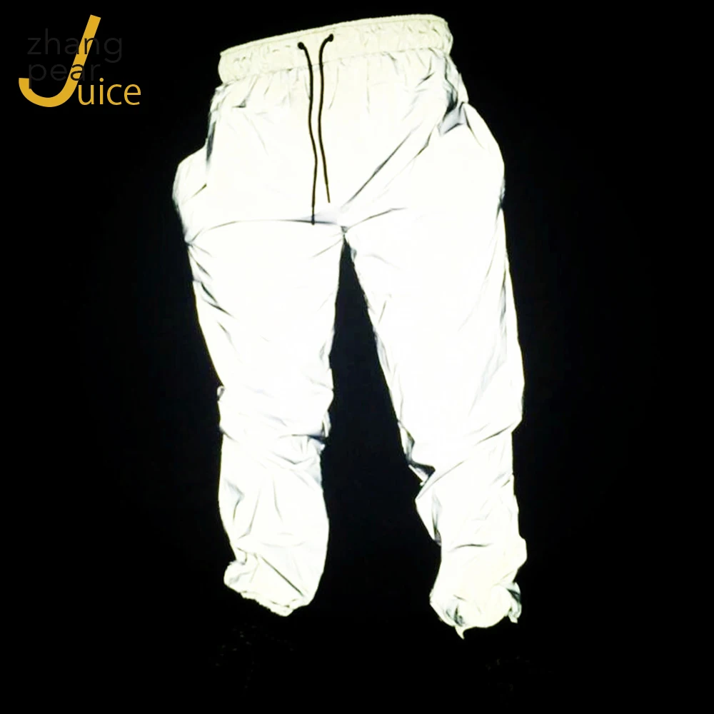 

Men Personalty Colorful Reflective Pants Nightclub Hip Hop Trousers Harajuku Casual Reflect Light Joggers