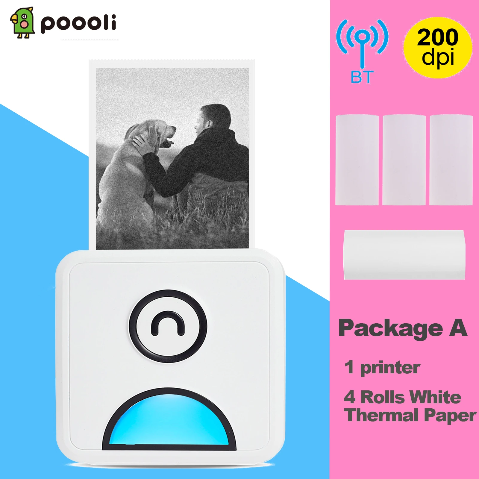 Poooli L1 Pocket Photo Thermal Printer 200dpi 58mm Wireless BT Memo Lists Printer  for Printing Labels Photos Making Journals small photo printer for iphone Printers