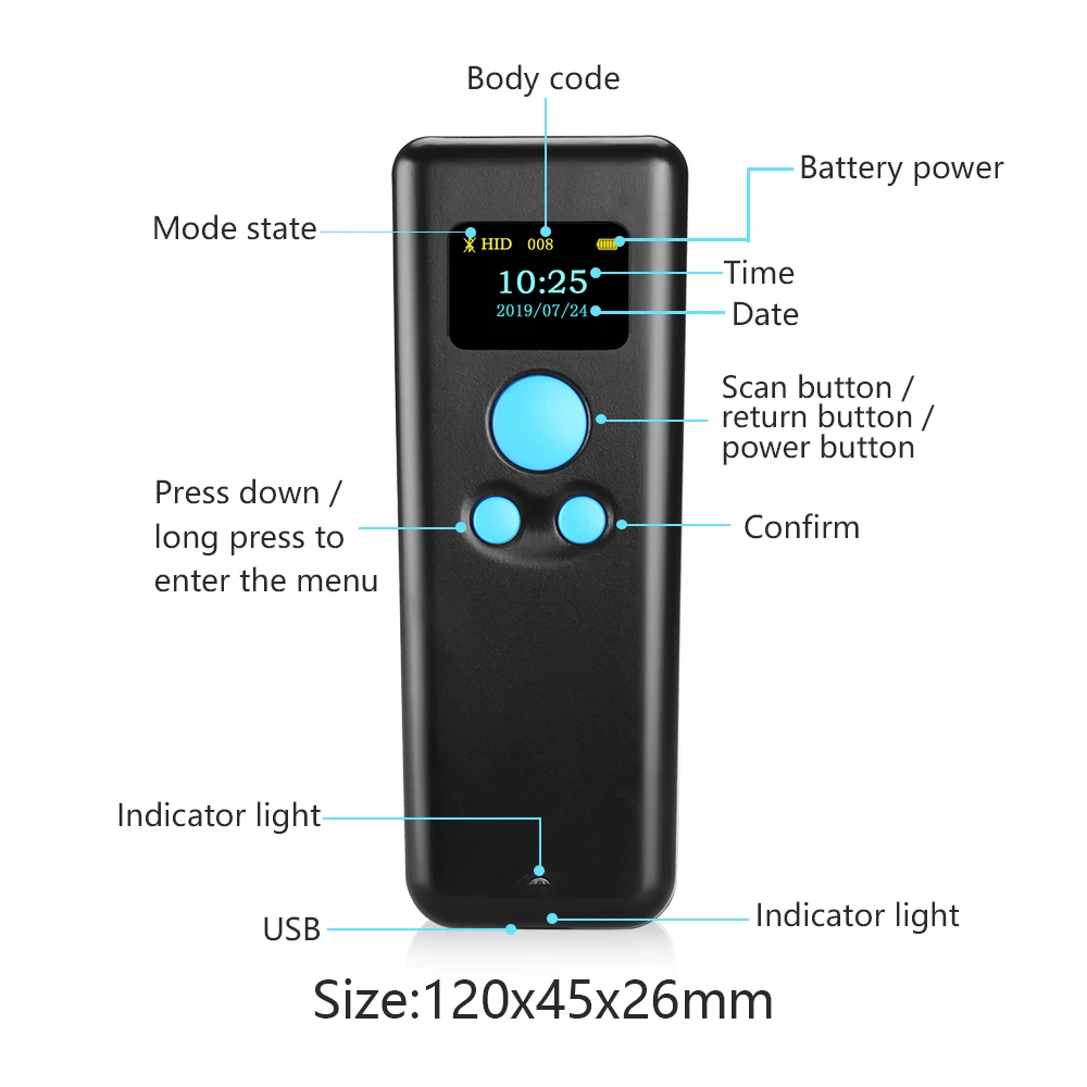 Портативный сканер штрих-кода 1D Ручной Bluetooth qr-код 3 в 1 сканер ГУ совместим с различными приложениями и компьютером высокая скорость