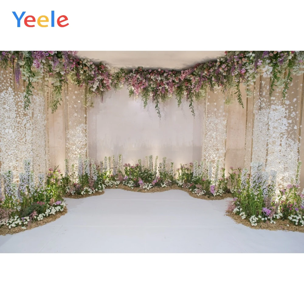 

Yeele Flowers Curtain Wedding Photocall Party Deco Photography Backgrounds Customized Photographic Backdrops for Photo Studio