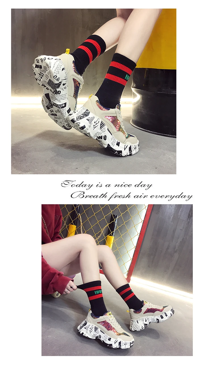 Весенние женские кроссовки на толстой подошве, разноцветная обувь на платформе с круглым носком, женская повседневная обувь на плоской подошве, женская обувь для бега
