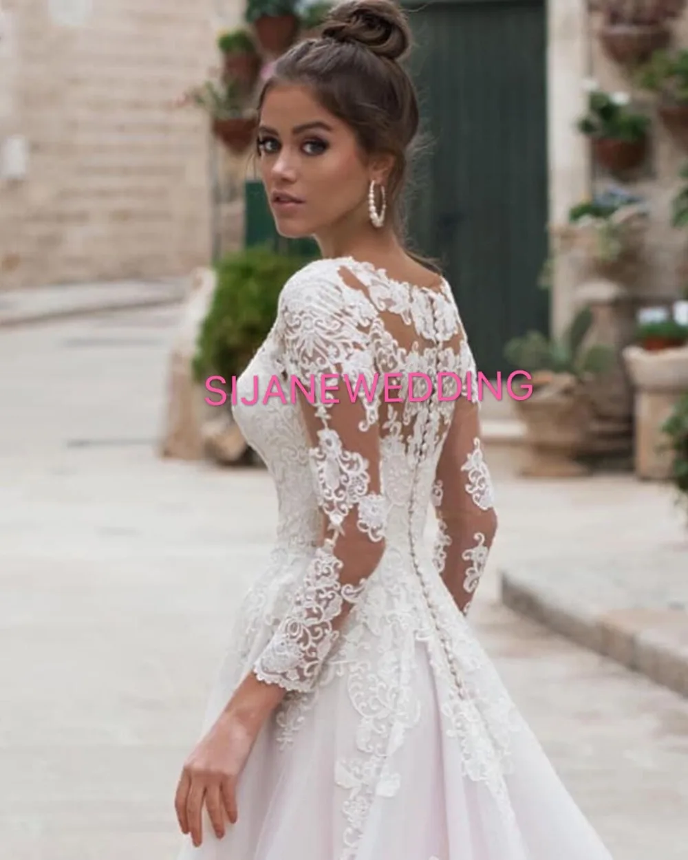 Свадебное Платье Vestidos De Noiva с глубоким вырезом и длинными рукавами, роскошное свадебное платье 20190888