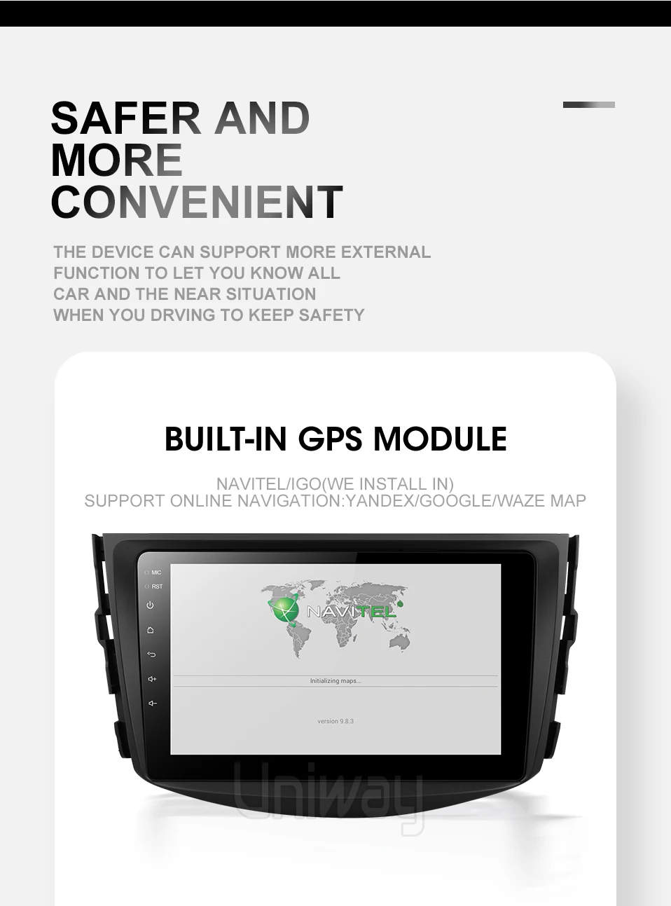 Sale Uniway ARAV48071 android 9.0 car dvd for Toyota RAV4 2007 2008 2009 2010 2011 car radio gps navigation with steering wheel 10 Sale Uniway ARAV48071 android 9.0 car dvd for Toyota RAV4 2007 2008 2009 2010 2011 car radio gps navigation with steering wheel 10